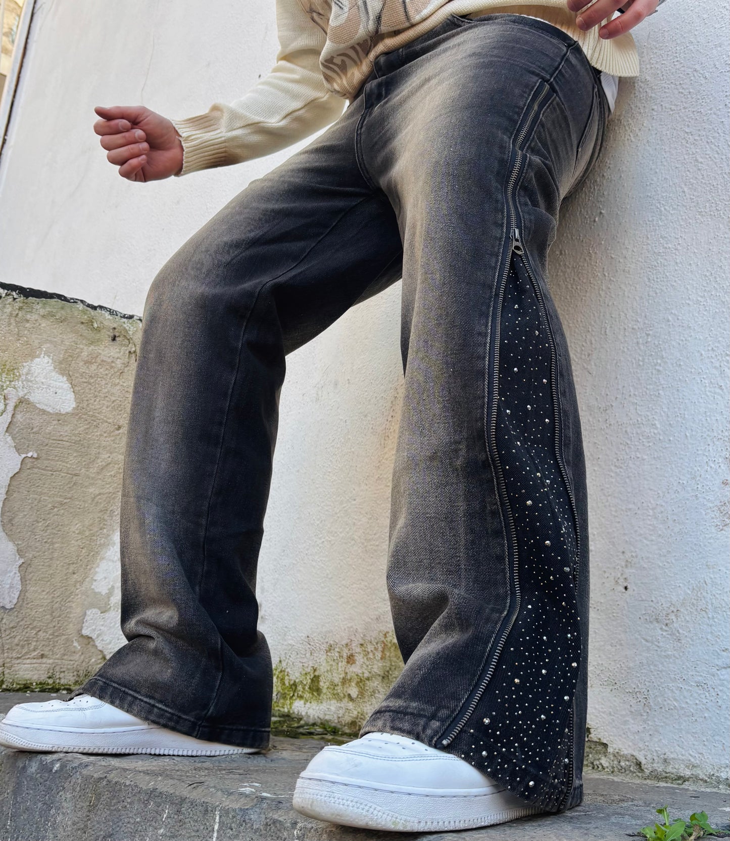 Jeans apertura sabbia