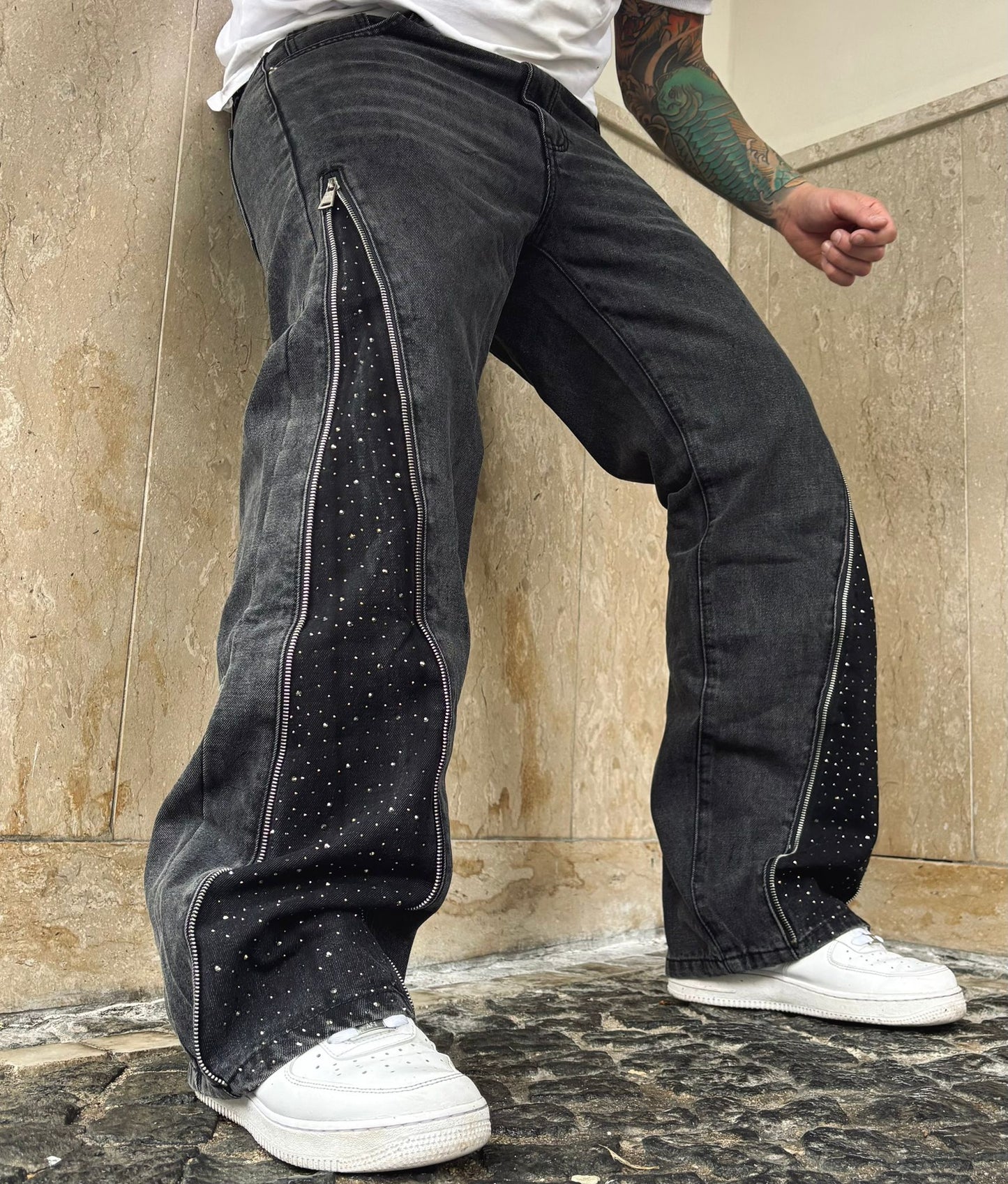Jeans Zip brillantini