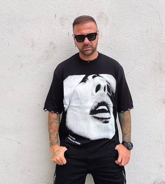 T-shirt Face in filo