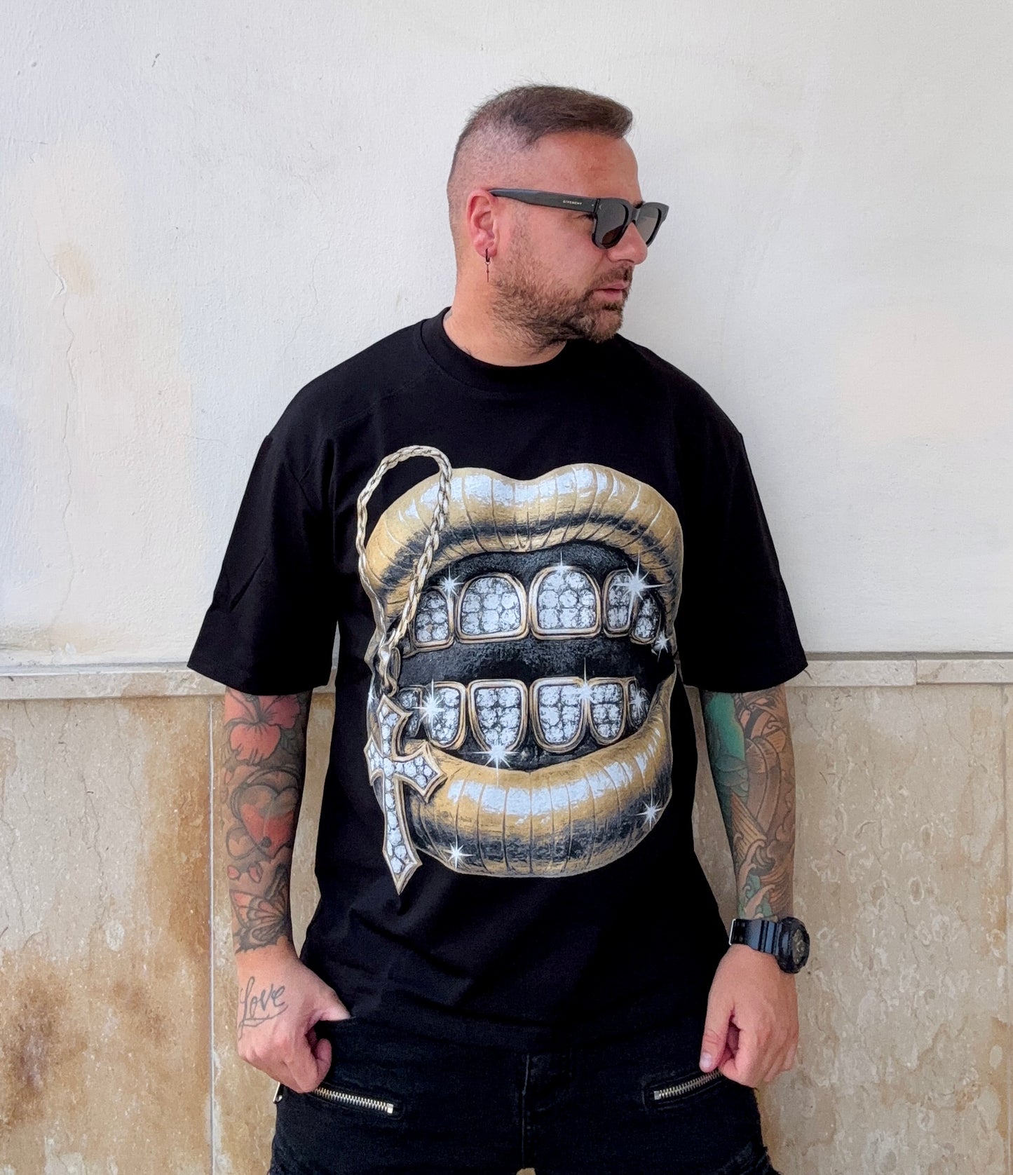 T-shirt bocca oro