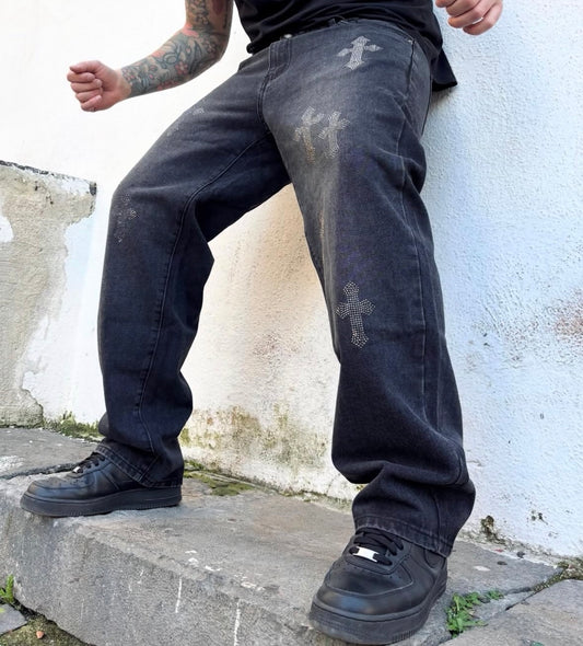Jeans croci brillantini